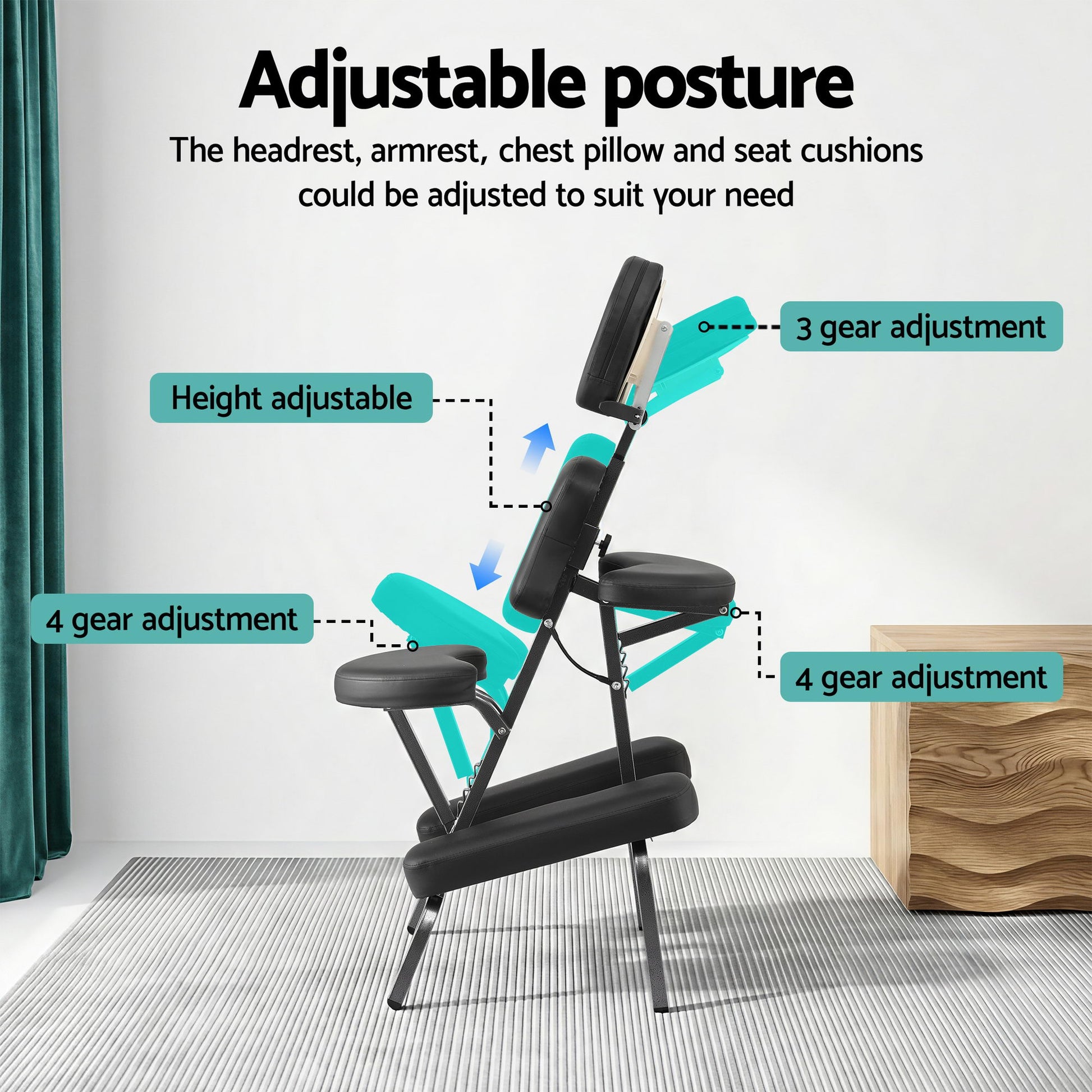 Zenses Portable Massage Chair Lightweight Folding Tattoo Lash Beauty Bed - Image 5