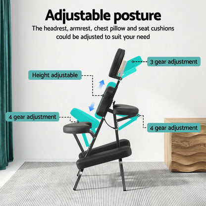 Zenses Portable Massage Chair Lightweight Folding Tattoo Lash Beauty Bed - Image 5