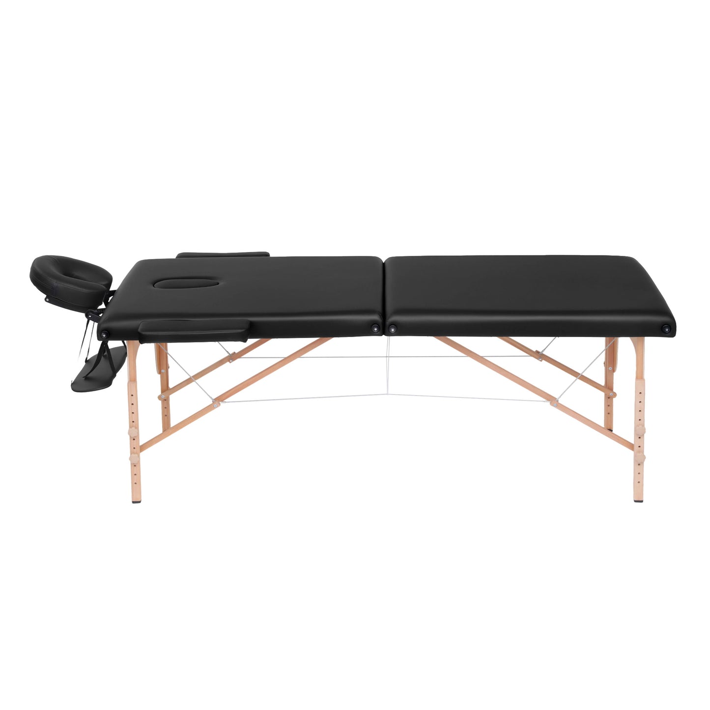 Zenses Massage Table 70cm Portable 2 Fold Wooden Beauty Waxing Therapy Bed Black - Image 3