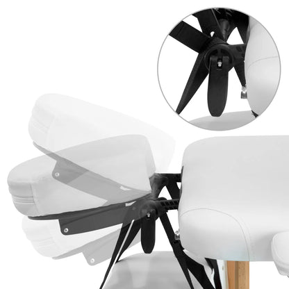 Zenses Massage Table 70cm Portable 3 Fold Wooden Beauty Bed White - Image 7