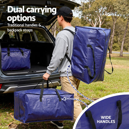 Artiss Moving Bags Heavy Duty Waterproof Backpack Straps Large Storage Totes 5 Pack Blue - Image 6