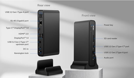 ASUS DC300 Triple Display USB-C Dock, 90w PD, 4K displays with supported notebook, desktop or dev... - Image 2
