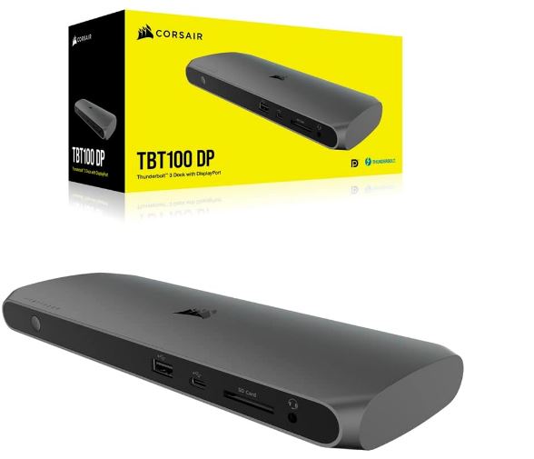 Corsair TBT100 Thunderbolt 3 , 2x USB-C 3.2, 2x 4K @ 60Hz HDMI, GB Ethernet, SDXC Card, Slim Alum... - Image 2