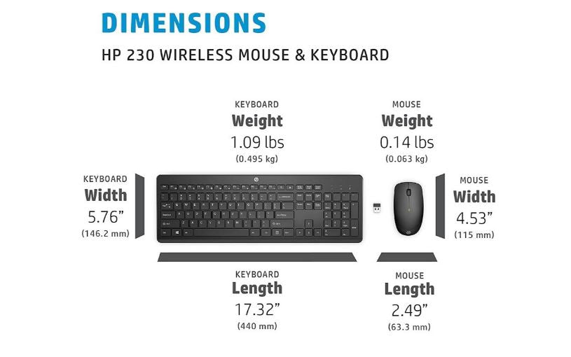 HP 230 USB Wireless Keyboard  Mouse Combo 2.4GHz 12 function keys Chiclet Comfortable Low Noise 1... - Image 3