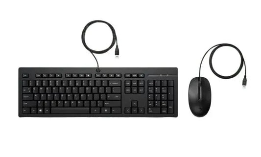 HP 225 USB Wired Desktop Keyboard Mouse Combo G2 USB-A Three button mouse adjustable keyboard fee...