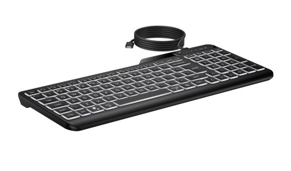 HP 405 Multi-Device Backlit Wired Keyboard Removable USB-C® cable with USB-A Slim Full-size Numpa... - Image 3