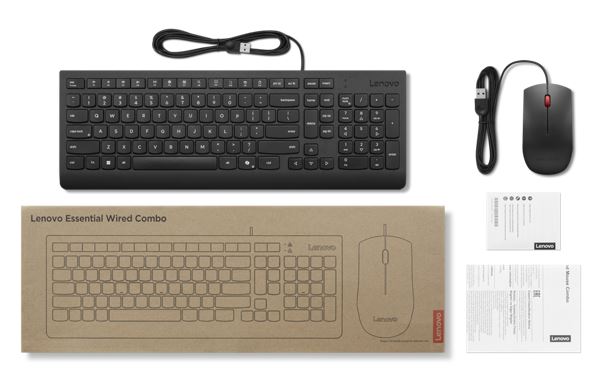 Lenovo Universal Wired USB Keyboard Mouse Combo Adjustable Tilt Leg Spill Resistant Copilot Keybo... - Image 4