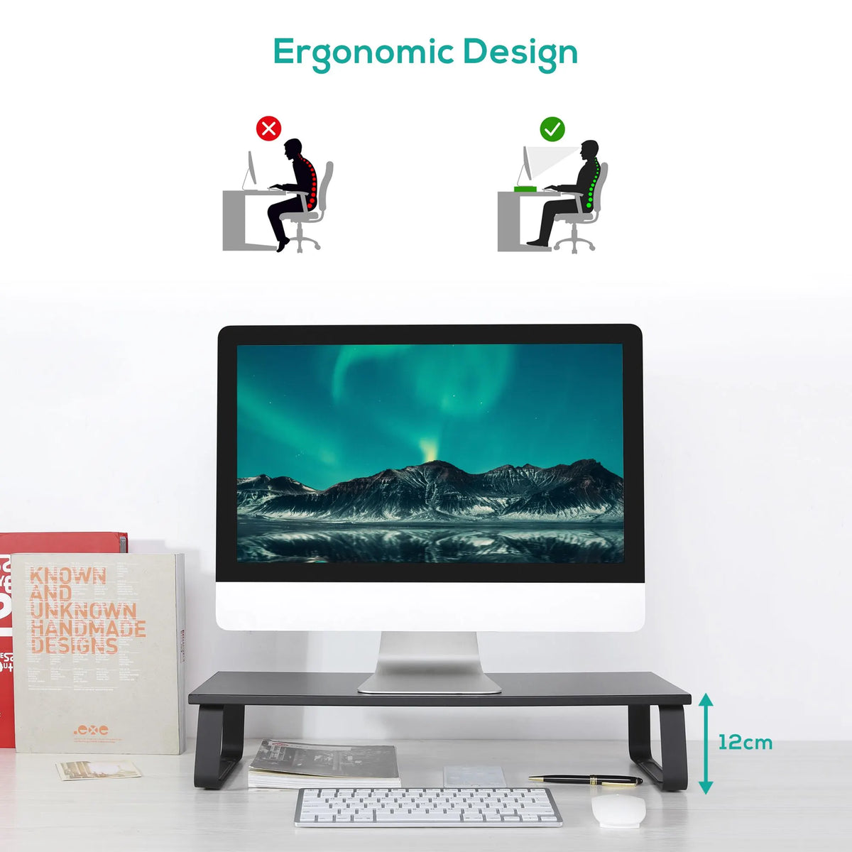 mbeat® activiva Ergolife Black Monitor Stand Riser Ergonomic design Durable and long lasting stai... - Image 2