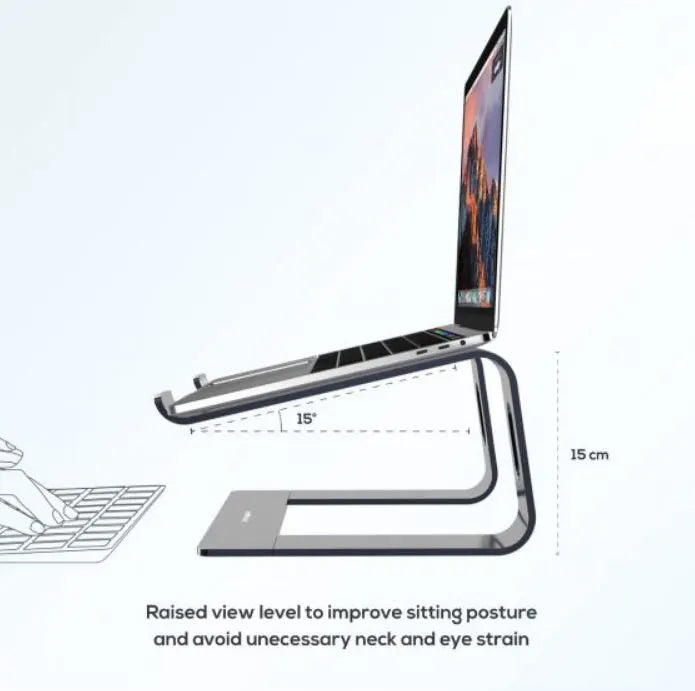 mbeat® Stage S1 Elevated Laptop Stand up to 16' Laptop (Space Grey) Material: Aluminium Alloy Pro... - Image 2