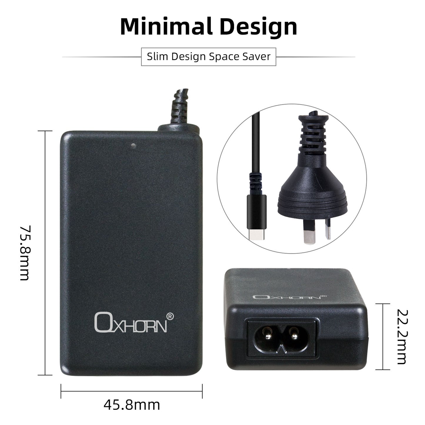 Oxhorn 65W AC Power Adapter USB-C Charger Power Delivery for Lenovo HP Dell Asus USB-C Laptop Tab... - Image 3
