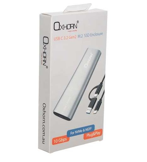 Oxhorn USB C 3.2 Gen 2 M.2 Enclosure NVMe NGFF (Dual Protocol) Support M key M.2 STAT M.2 NVMe SS... - Image 2