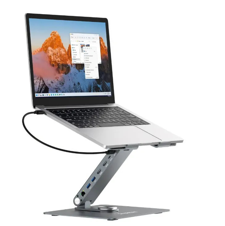 Simplecom CHT660 Adjustable Aluminium Laptop Stand with 6-Port USB-C Docking Station Dual 4K HDMI...