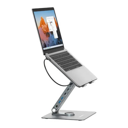 Simplecom CHT660 Adjustable Aluminium Laptop Stand with 6-Port USB-C Docking Station Dual 4K HDMI... - Image 2