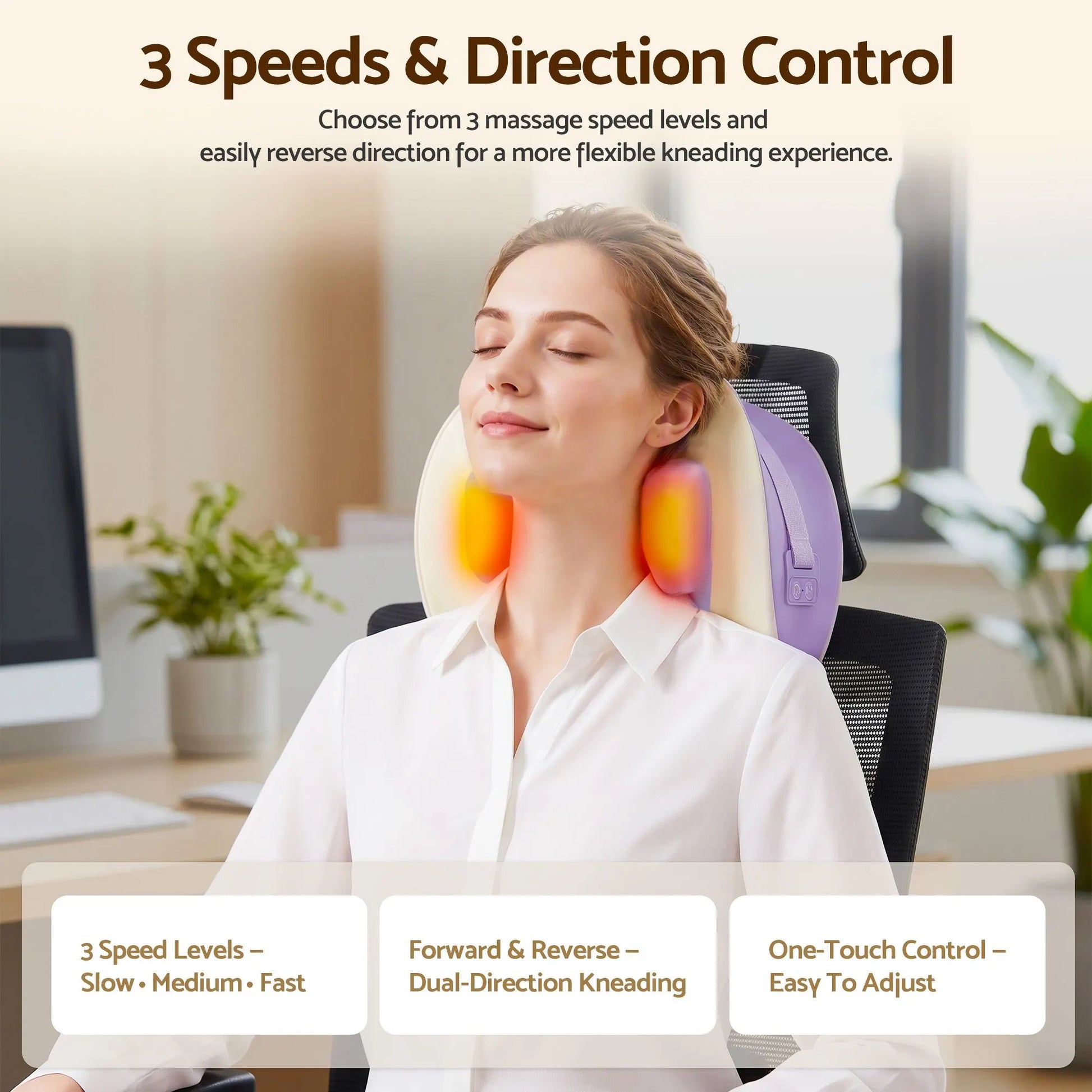 Livemor Neck & Shoulder Massage Pillow with Heat, Cordless 4D Kneading Massager for Home & Office - Image 3