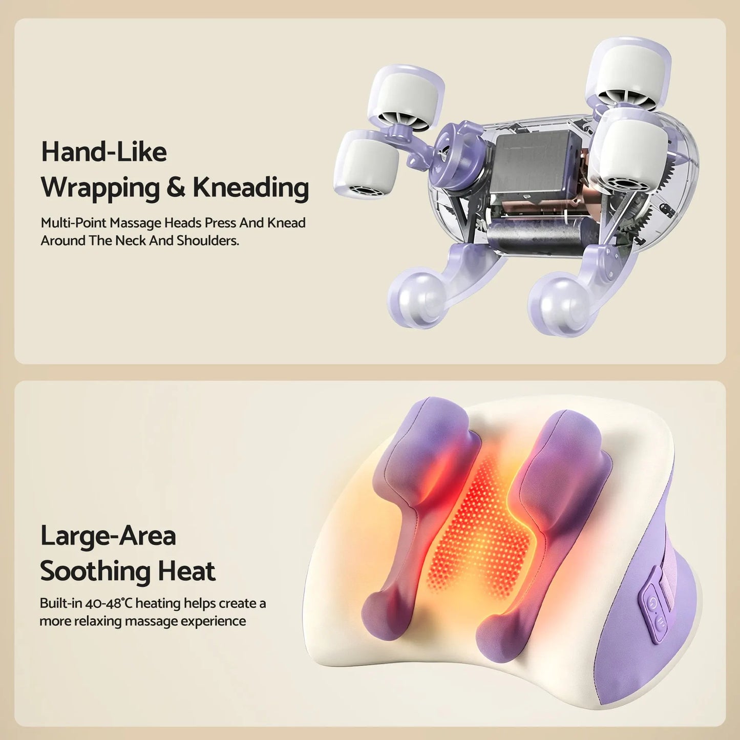 Livemor Neck & Shoulder Massage Pillow with Heat, Cordless 4D Kneading Massager for Home & Office - Image 4