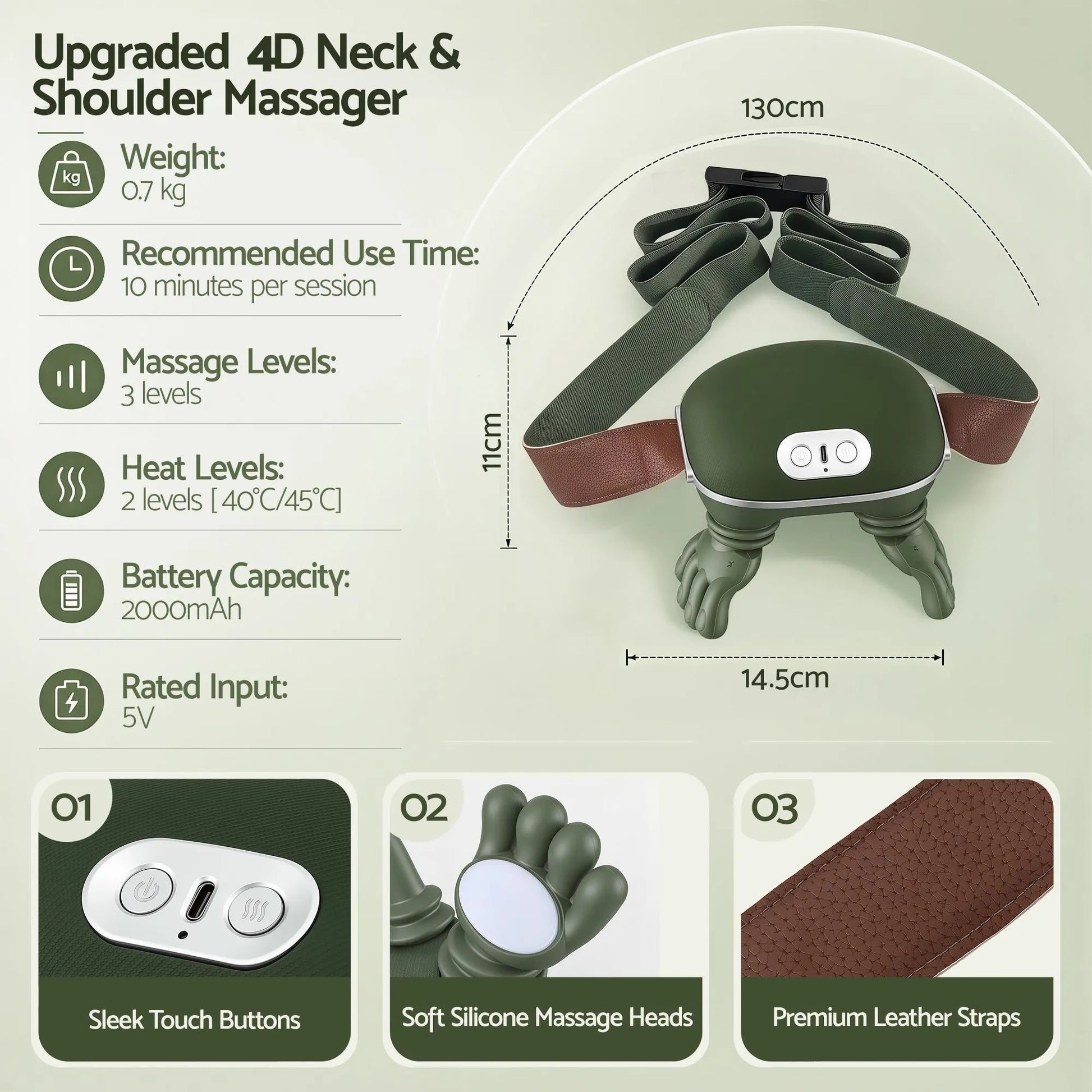 Livemor Electric Neck Massager with Heat for Shoulder,Back Wireless Massage | 4D Shiatsu Kneading Massager with Heat, Cordless Portable Muscle Relaxer, Soothes Shoulder Tension for Home, Office, and Car - Image 2