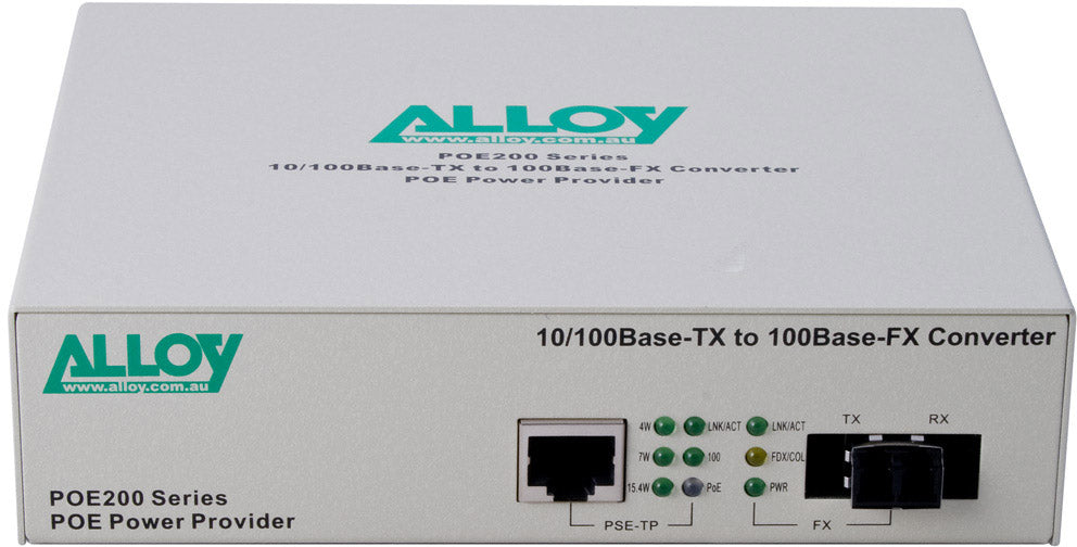 Alloy POE200LC 10/100Base-TX to 100Base-FX Multimode Fibre (LC) Converter, provides PoE power (RJ... - Image 2