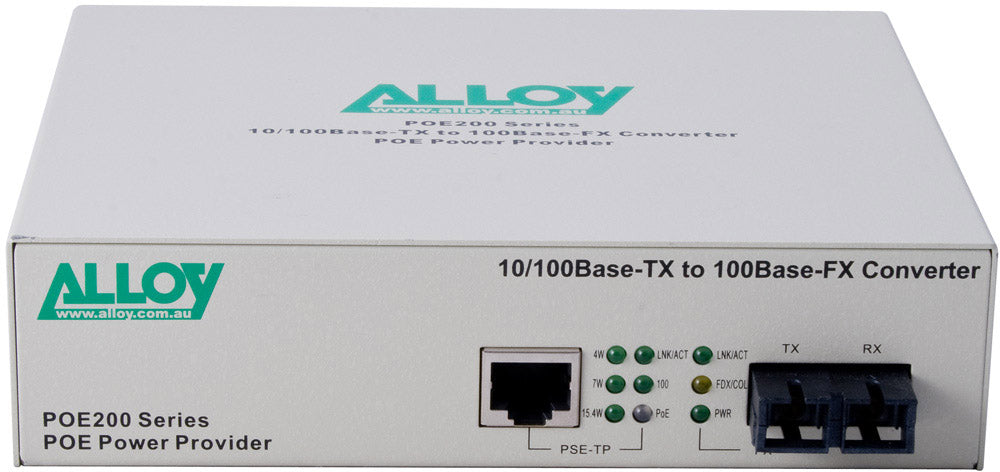 Alloy POE200SC.20 10/100Base-TX to 100Base-FX Single Mode Fibre (SC) Converter, provides PoE powe... - Image 2