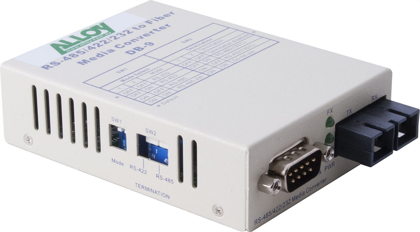 Alloy SCR460SC-1 RS-232/422/485 Serial DB-9 to Multimode Fibre Converter. Max. range 2Km - Networ...