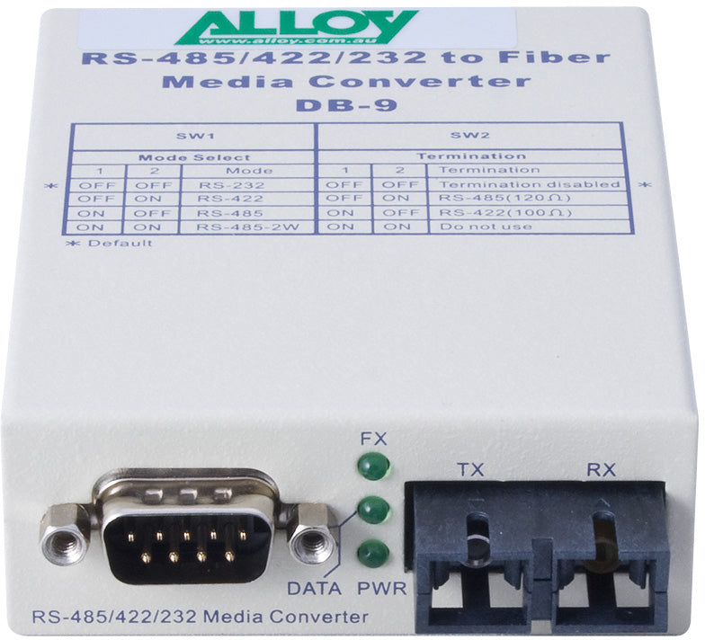 Alloy SCR460SC-3 RS-232/422/485 Serial DB-9 to Single Mode Fibre Converter. Max. range 20Km - Net... - Image 2