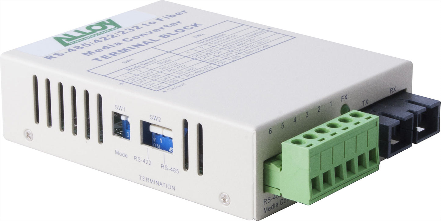 Alloy SCR460SC-4 RS-232/422/485 Serial Terminal to Single Mode Fibre Converter. Max. range 20Km...