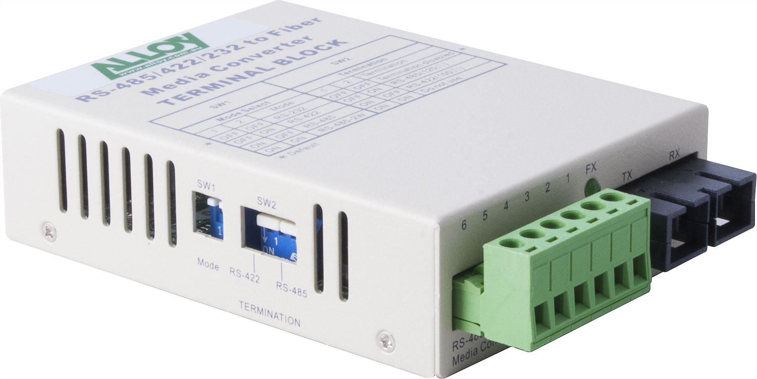 Alloy SCR460SC-4 RS-232/422/485 Serial Terminal to Single Mode Fibre Converter. Max. range 20Km...