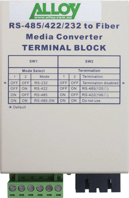Alloy SCR460SC-4 RS-232/422/485 Serial Terminal to Single Mode Fibre Converter. Max. range 20Km... - Image 3