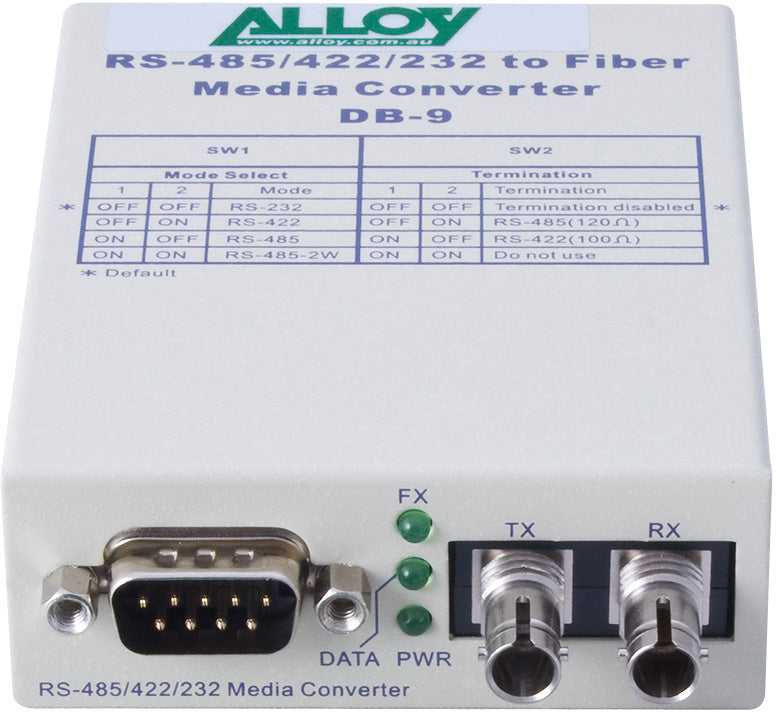 Alloy SCR460ST-3  RS-232/422/485 Serial DB-9 to Single Mode Fibre Converter. Max. range 20Km - Ne... - Image 2