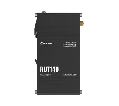 Teltonika RUT140 Industrial Ethernet Router, Wi-Fi 4, 1x3-Pin Power Connector, Integrated DIN rai...