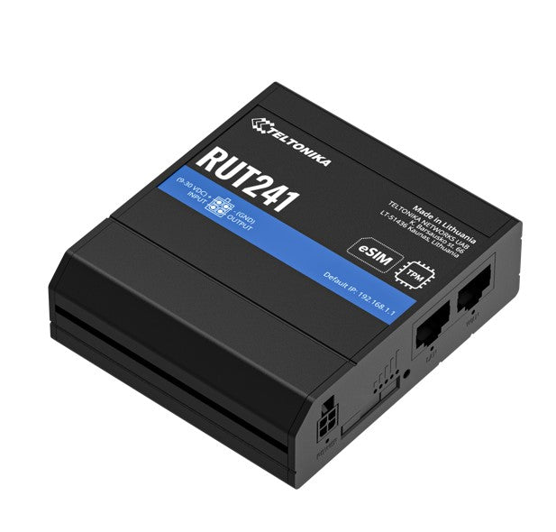 Teltonika RUT241 eSIM™ Industrial 4G Router,Global Version, Instant LTE Failover, Compact and Powerful Industrial 4G LTE Router/Firewall, PSU included