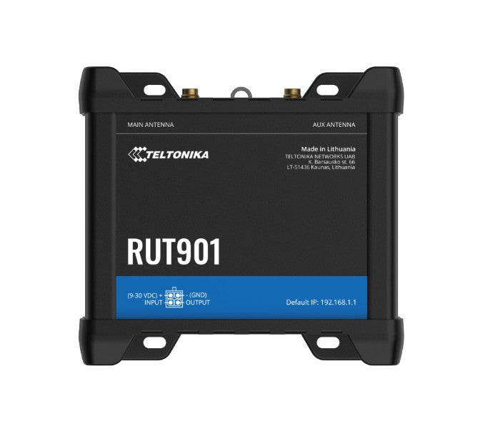 Teltonika RUT901 Industrial Cellular Router, 4G LTE (Cat 4), Dual SIM, Wi-Fi, MQTT, Modbus TCP, D...