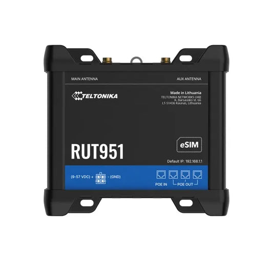 Teltonika RUT951 Industrial PoE+ Cellular Router, 4G LTE (Cat 4) POE In and POE Out, Dual SIM,WI...