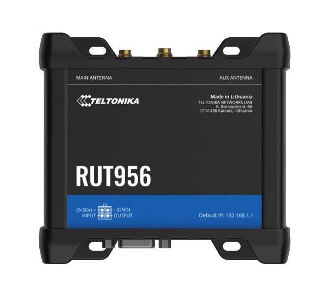 Teltonika RUT956 Industrial Cellular Router, Dual-SIM Cellular 4G LTE, WAN Failover with 4x Ether...