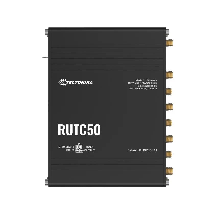 Teltonika RUTC50 5G Ultra-high Cellular, Dual-Band Wi-Fi 6 with Multi-User MIMO, Dual SIM, Ultra...