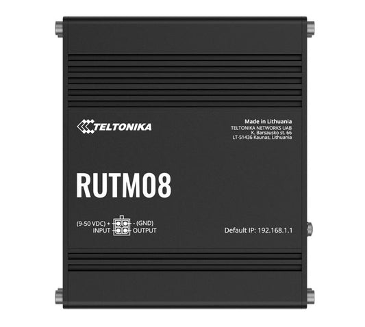 Teltonika RUTM08 Industrial Wired Router, 4 Gigabit RJ45 Ports,128 tag/port-based VLANs, PSU incl...