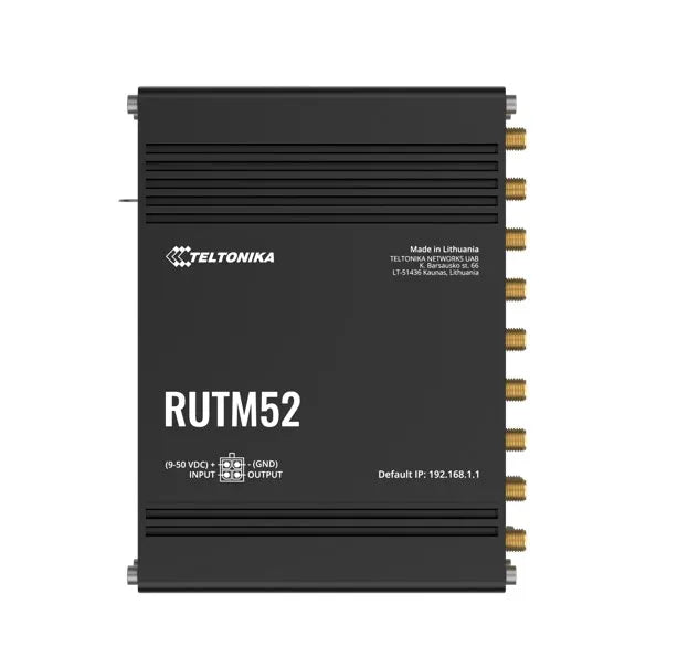 Teltonika RUTM52 Dual 5G Router, 5G dual SIM/ESIM cellular, 5 Gigabit Ethernet ports, Backward co...