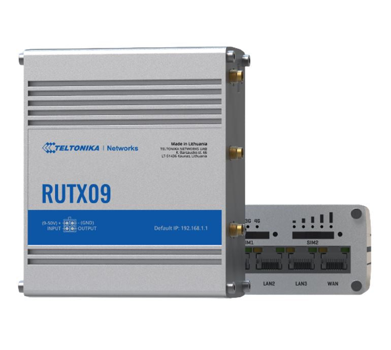 Teltonika RUTX09 Industrial Cellular Router, 4G LTE CAT 6, Dual SIM, Instant LTE Failover, Gigabi...