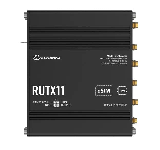 Teltonika RUTX11 Industrial Cellular eSIM Router, 4G LTE CAT 6, Dual SIM with auto failover, Back...