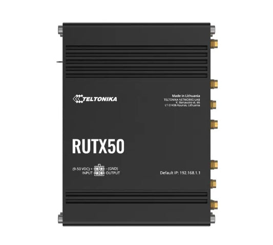 Teltonika RUTX50 Industrial 5G Router, 5G dual SIM cellular, 5x Gigabit Ethernet ports, dual-band...