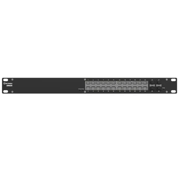 Teltonika SWM281 Gigabit Ethernet managed switch, 24 Gigabit Ethernet with 4 SFP ports, VLAN segm...