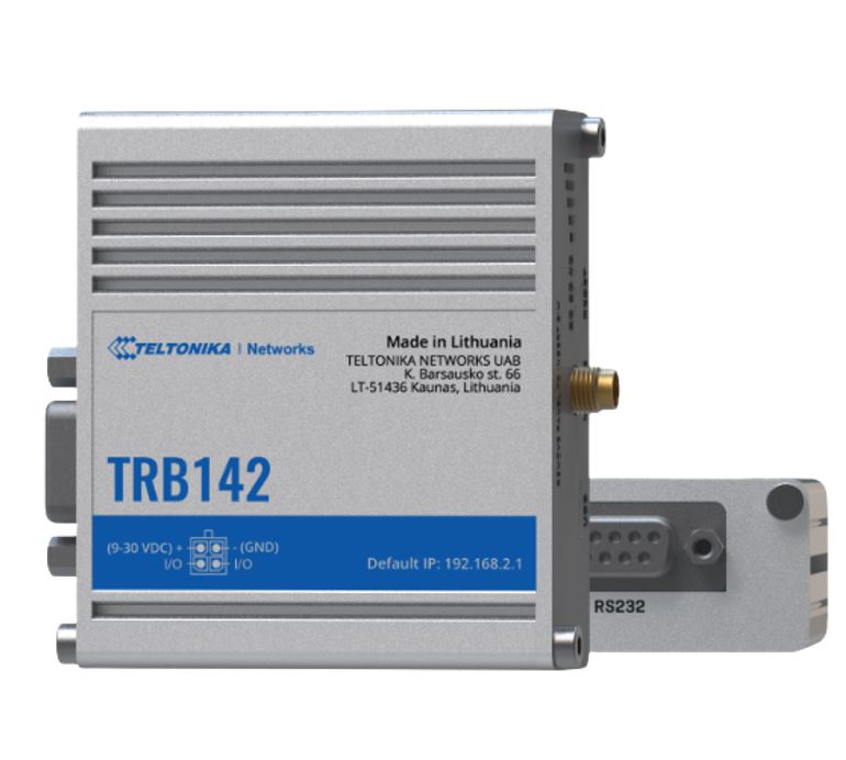 Teltonika TRB142 Industrial Rugged LTE RS232 Gateway, 4G/LTE (Cat 1), Equipped with RS232, Compat...