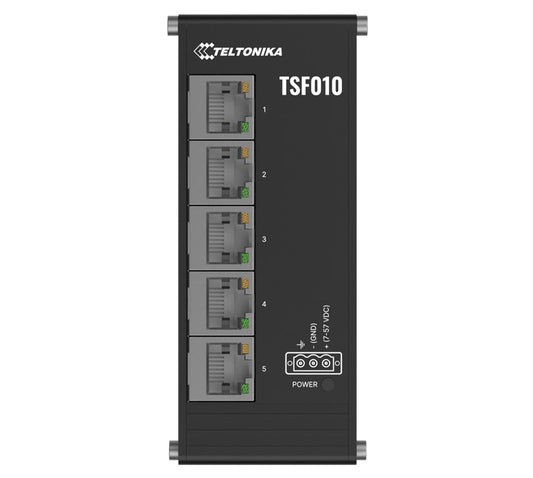 Teltonika TSF010 Flat Ethernet Switch, 3-Pin Power Input, Flat and Compact Design, Plug-and-Play,...