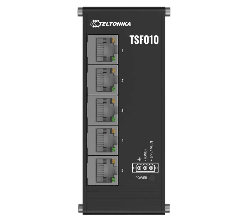 Teltonika TSF010 Flat Ethernet Switch, 3-Pin Power Input, Flat and Compact Design, Plug-and-Play,...