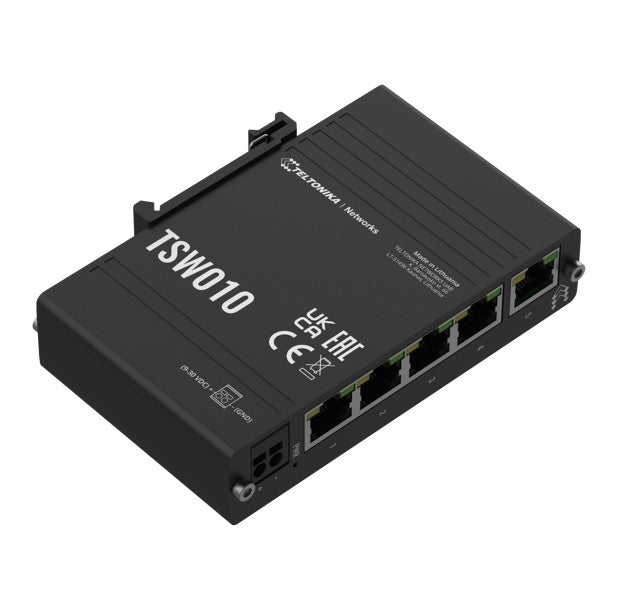 Teltonika TSW010 DIN Rail Ethernet Switch, 5x Ethernet Ports with speeds of up to 100 Mbps, Integ... - Image 2