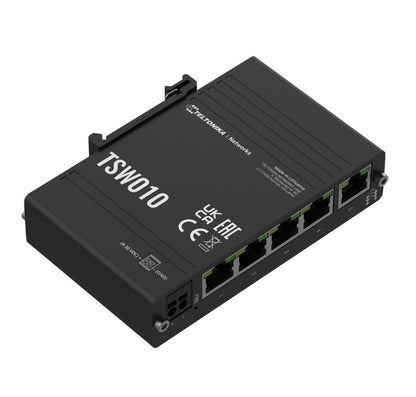Teltonika TSW010 DIN Rail Ethernet Switch, 5x Ethernet Ports with speeds of up to 100 Mbps, Integ... - Image 2
