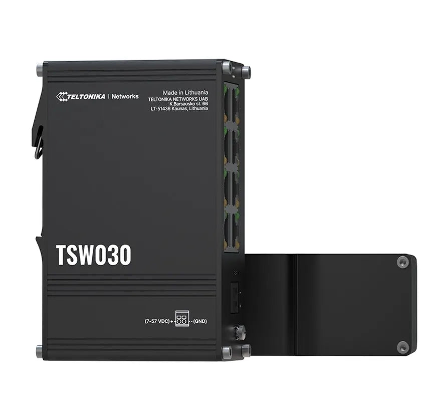 Teltonika TSW030 8-PORT ETHERNET SWITCH, 2-PIN Power Input, 10/100 Mbps, Integrated DIN Rail (Plu... - Image 2