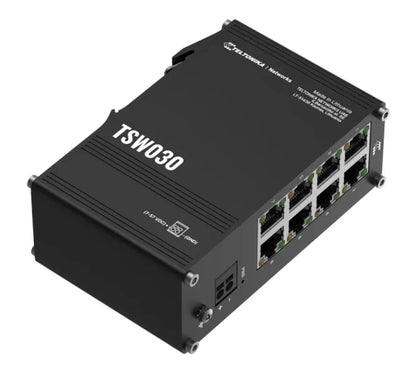 Teltonika TSW030 8-PORT ETHERNET SWITCH, 2-PIN Power Input, 10/100 Mbps, Integrated DIN Rail (Plu... - Image 3