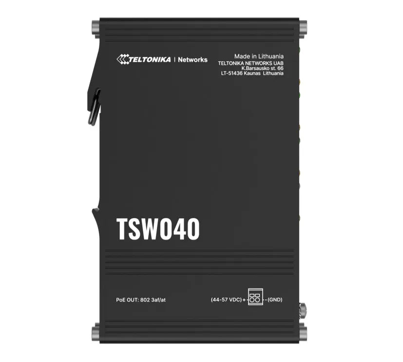 Teltonika TSW040 - 8-port PoE+ Switch (7-57 VDC, or 44-57 VDC for PoE-out) Integrated DIN Rail Br...