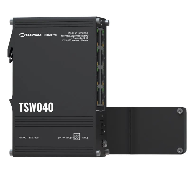 Teltonika TSW040 - 8-port PoE+ Switch (7-57 VDC, or 44-57 VDC for PoE-out) Integrated DIN Rail Br... - Image 2