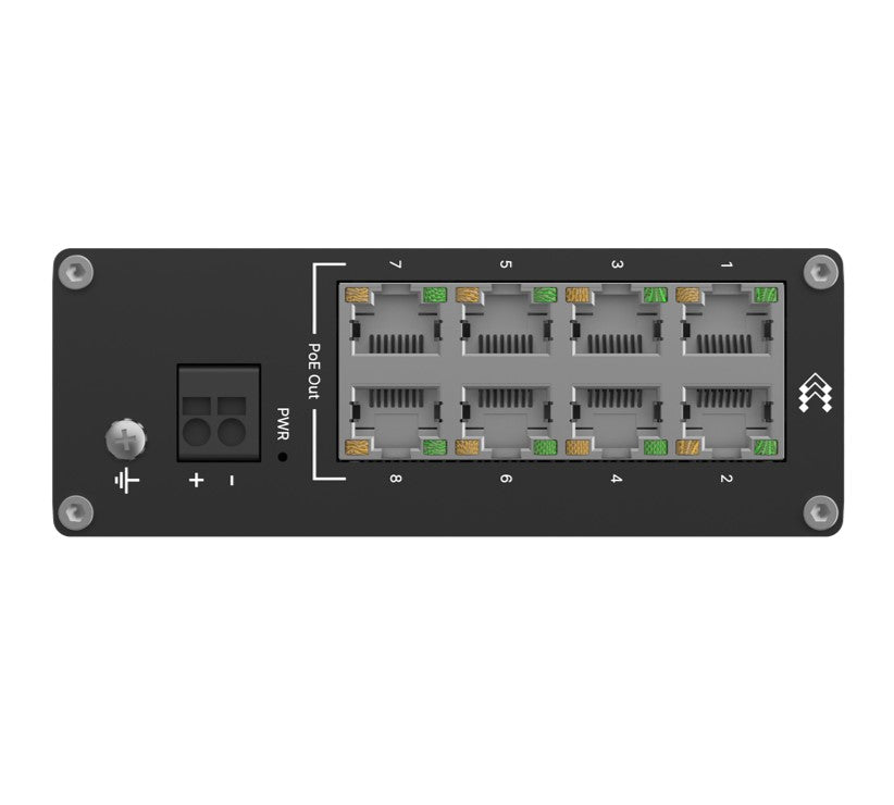 Teltonika TSW040 - 8-port PoE+ Switch (7-57 VDC, or 44-57 VDC for PoE-out) Integrated DIN Rail Br... - Image 4